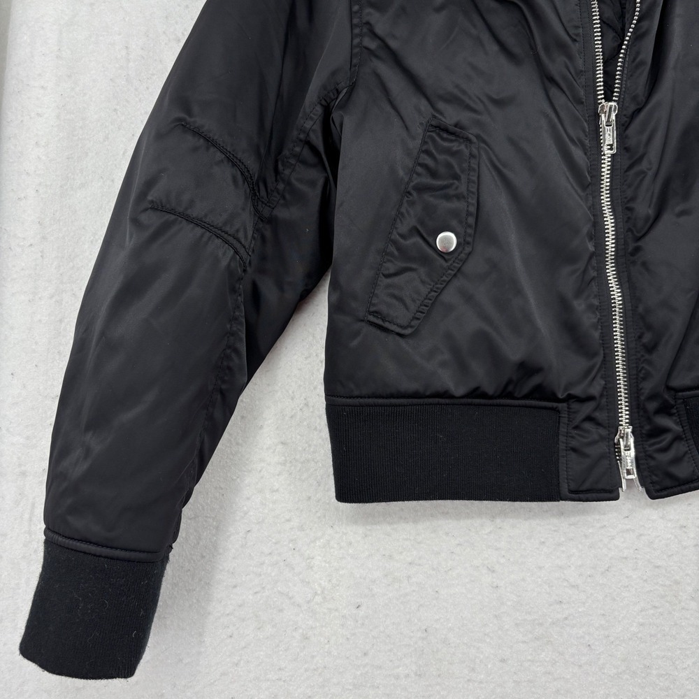 3.1 Phillip Lim Lace Up Back Bomber Jacket Size 8 Black Edgy Designer Zip Up - Picture 10 of 15